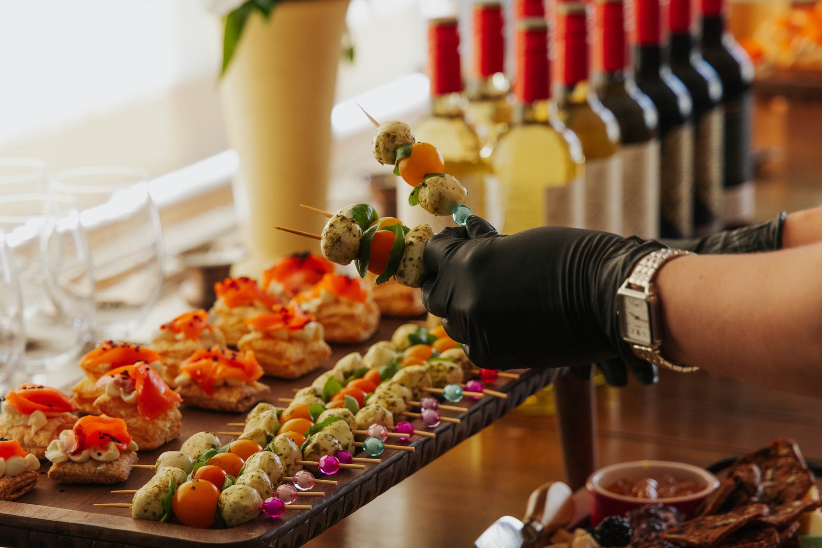 Our team arranging a complete catering display